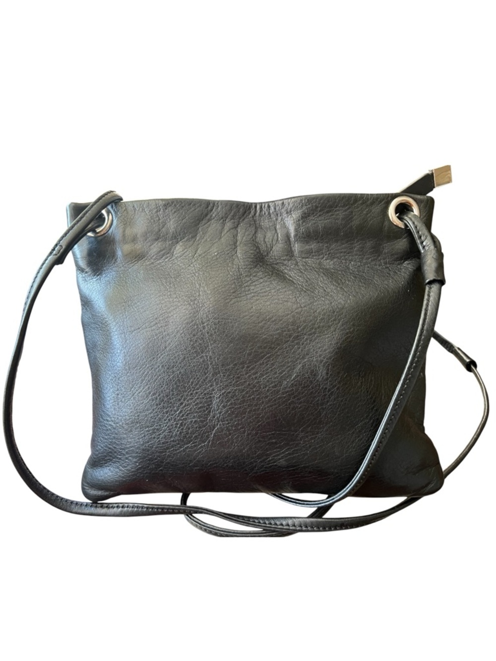 Margot Kari Mini Square Black Leather Crossbody Bag